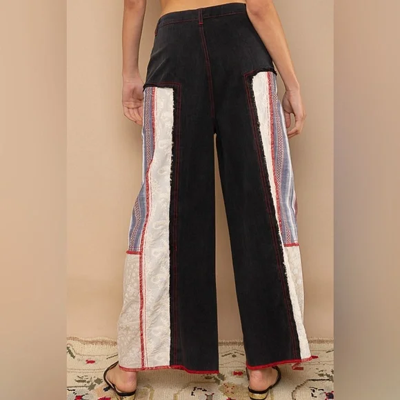 POL Wide Leg Patch-Work Pants - Picture 4 of 4